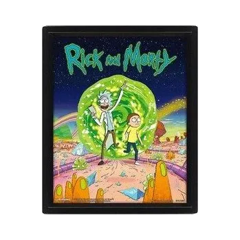 Bytová dekorace 3D obraz v rámu, Rick and Morty (Portal)