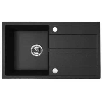 Kuchyňský dřez Kuchinox Viti, 1-komorový granitový dřez 760x440x175 mm + sifon, černá skvrnitá, LAV-SBX_711Y