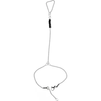 Náramek Ocelový šperk na ruku Lovebody - Simple s černými korálky Velikost/M