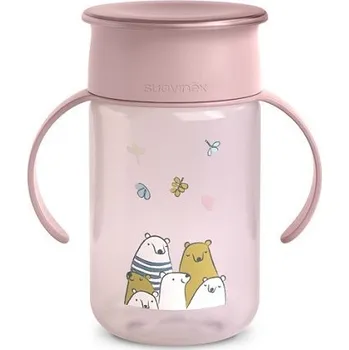 Kojenecká láhev Suavinéx SUAVINEX hrníček na učení Bear 360° Růžová