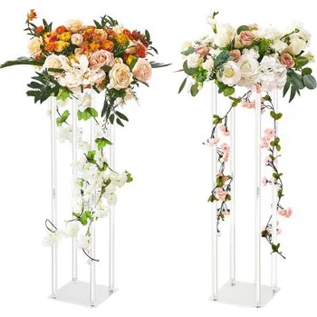 VEVOR 2 ks 31,5 palce/80 cm vysoký svatební květinový stojan, s akrylovým laminátem, akrylový sloup s geometrickým ústředním prvkem, květinový stojan pro T-fázové akce, recepci, párty dekorace domů
