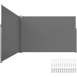 VEVOR Zatahovací boční markýza, venkovní soukromí 79''x 236'', 180g polyesterová voděodolná zatahovací zástěna na terasu, UV 30+ dělicí stěna, větrná clona na terasu, dvůr, balkon, šedá