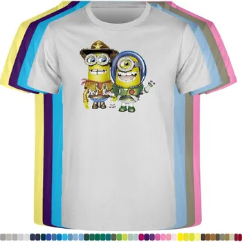 Dívčí tričko detske-levne-bavlnene-tricko-potisk-mimon-Woody-Buzz Barva: Ash melange - popelová směs, velikost: 104