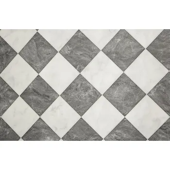 PVC Podlahová Krytina ELASTICKÁ šířka 2 m ŠEDÁ VZHLED DLAŽDIC ŠACHOVNICE MARMOR