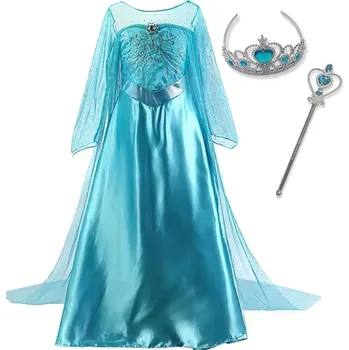 Karnevalový kostým Dětský kostým ELSA premium s vlečkou a doplňky 122-128 L