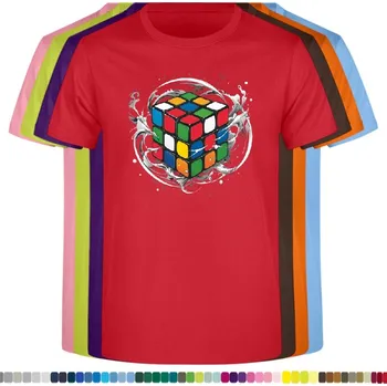 detske-levne-bavlnene-tricko-potisk-slozeni-Rubik-kostky Barva: Red - červená, velikost: 164