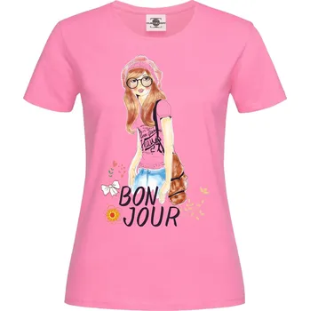 Dámské tričko Tričko Bonjour | Dívka Druh: Dámské, Barva: Růžová, Velikost: M