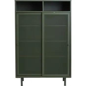Komoda Tmavě zelená kovová skříňka s posuvnými dveřmi 90x140x40 cm Veep – Unique Furniture ID_1727640
