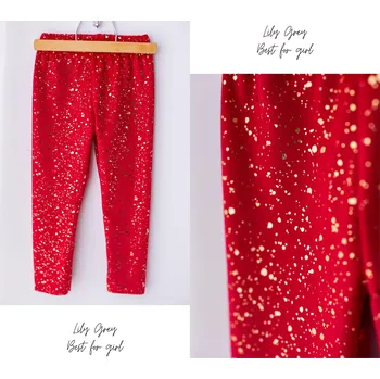 Dívčí legíny VELVET LEGÍNY LILY GREY – RED 110