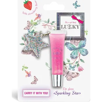Přípravek na rty LUKKY třpytivý lesk na rty s přívěškem jahodová příchuť
