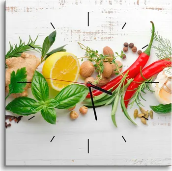 Hodiny Kuchyňské nástěnné hodiny Zelenina Obraz do kuchyně Dekorace do kuchyně 40x40 cm