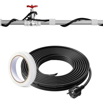 Topný kabel VEVOR Samoregulační trubkový topný kabel 1,83 m 16,4 W/m Tepelná páska s termostatem