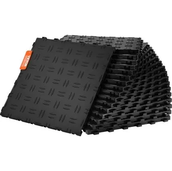 Tapeta VEVOR Zámkové garážové dlaždice, 12 x 12 x 0,53 palce, balení 50 kusů, protiskluzové oboustranné texturované garážové podlahové dlaždice, pro garáže, sklepy, opravny, černé