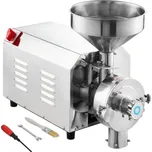 VEVOR Mlýnek na sóju Komerční mlýnek na koření 2200 W Mlýnek na kukuřici 50 KG/H Mlýnek na kukuřici z nerezové oceli Průmyslový mlýnek na mouku na pepř, sóju, arašídy, kukuřičná zrna