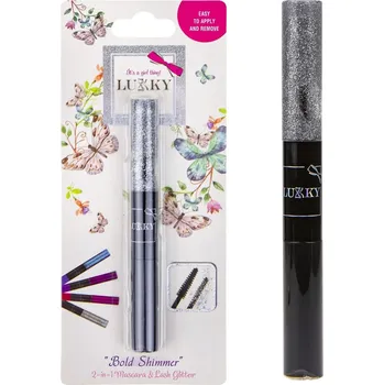 Přípravek na oči LUKKY 2 v 1 řasenka a třpytky na řasy černá