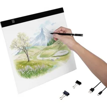 Dekorativní svítidlo VEVOR Světelná deska, B4 LED světelná podložka, ultratenká přenosná světelná krabička, USB napájená světelný stůl pro umělecké obkreslování, světelná krabička pro diamantové malování, animaci, skicování, kreslení, šablonování, pro umělce (černá)