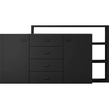 Komoda KAGOSHI komoda s policí 2D4S, černý supermat +možnost VÝNOSU + vyzvednutí ZDARMA