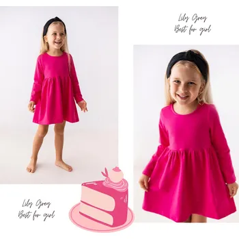 Dámské šaty ŠATY LILY GREY S DLOUHÝM RUKÁVEM - FUCHSIE 116