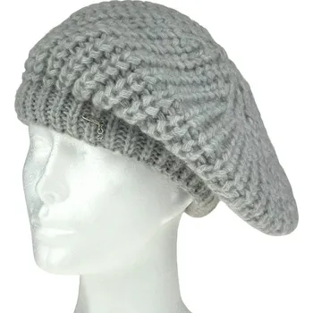 Čepice Pletený vlněný baret šedý (Dámský zimní baret)