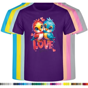 Dívčí tričko detske-levne-bavlnene-tricko-potisk-ptaci-laska Barva: Purple - purpurová, velikost: 104