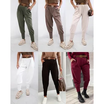 Dámské kalhoty Kalhoty s páskem Khaki