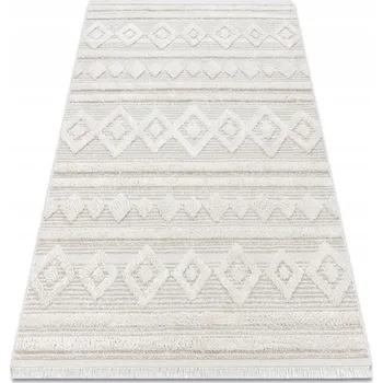 Koberec KOBEREC BAVLNA RECYKLOVANÁ MOROC 78x150 ROMBY LINIE béžový S TŘÁSNĚMI #D1402