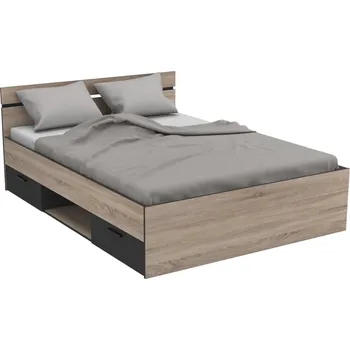 Postel LETENYE, postel 140x190 cm, dub kartáčovaný/černá mat + vyzvednutí ZDARMA