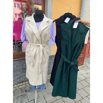 Dámská vesta Kabátkové delší Vesty Černá