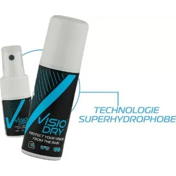 Motodoplněk Nástřik odpuzující vodu , dokonalá ochrana pro brýle, plexi a hledí VISIODRY SUPERHYDROFÓBNÍ SPRAY balení 15 ml (určeno pro hledí přileb, lyžařské brýle , akční kamery, čočky fotoaparátu, vodní potápěčské brýle aj. )