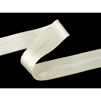 Stoklasa Šikmý proužek saténový šíře 30 mm zažehlený (25 m) krémová světlá 25 m