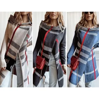 Dámský svetr Pletený Kardigan Šedý