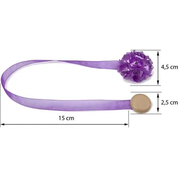 Uchycení záclony a závěsu Dekorační ozdobná spona na záclony a závěsy s magnetem MARTINA, fialová, Ø 4,5 cm Mybesthome