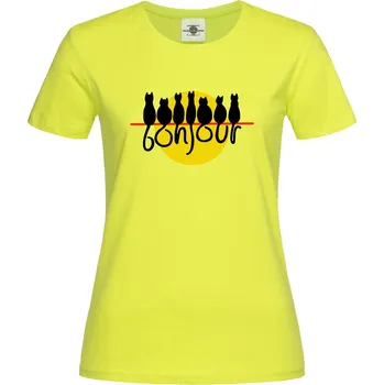 Pánské tričko Tričko Bonjour | Kočky Druh: Dámské, Barva: Citrónová, Velikost: L