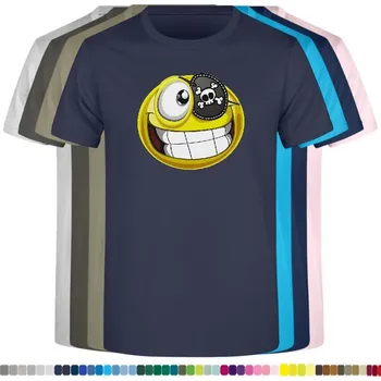 Dívčí tričko detske-levne-bavlnene-tricko-potisk-smajlik-pirat Barva: Navy - tmavě modrá, velikost: 116