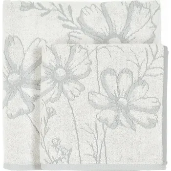 Ručník Froté ručník MONA, šedý s vytkávaným květinovým vzorem, 50x100cm