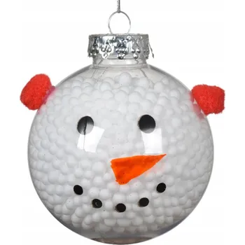 Vánoční dekorace Vánoční Koule na vánoční stromeček hlava sněhuláka SNĚHULÁK Sněhulák bílá na stromeček 8 cm