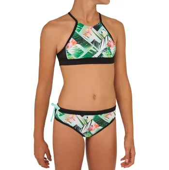 Dívčí plavky DECATHLON Dívčí plavky horní díl na surf Baha 900 12 LET ZELENÁ