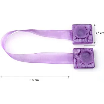 Dekorační ozdobná spona na záclony a závěsy s magnetem SAMY fialová, 3,5x3,5 cm Mybesthome