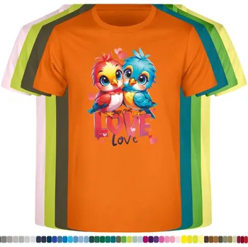 detske-levne-bavlnene-tricko-potisk-ptaci-laska Barva: Orange - oranžová, velikost: 104