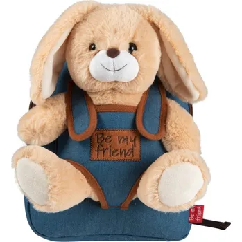 Dětský batoh PERLETTI BE MY FRIEND, Dětský denimový batoh s odnímatelnou hračkou ZAJÍČEK, 13035