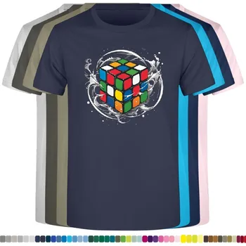 detske-levne-bavlnene-tricko-potisk-slozeni-Rubik-kostky Barva: Navy - tmavě modrá, velikost: 164