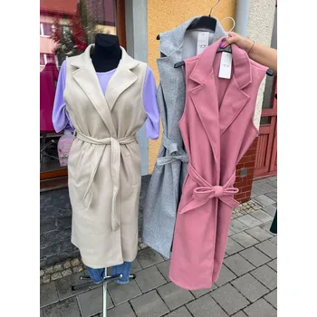 Dámská vesta Kabátkové delší Vesty Béžová