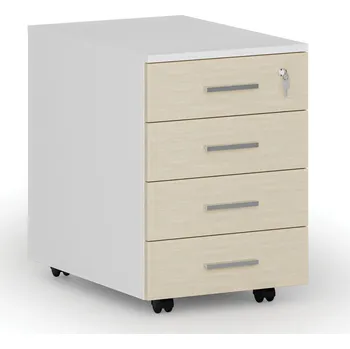 Kancelářská sestava Kancelářský mobilní kontejner PRIMO WHITE, 4 zásuvky, bílá/bříza