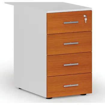 Kancelářská sestava Kancelářský přístavný zásuvkový kontejner PRIMO WHITE, 4 zásuvky, bílá/třešeň