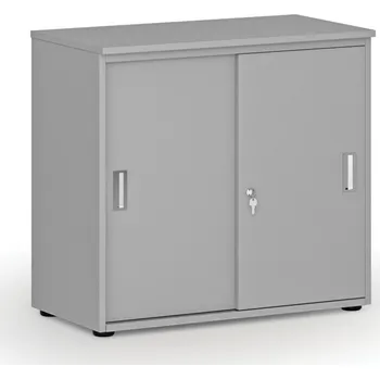Kancelářská sestava Kancelářská skříň se zasouvacími dveřmi PRIMO GRAY, 800 x 420 x 740 mm, šedá