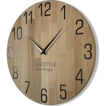 Hodiny Flexistyle z228 - nástěnné hodiny z přírodního dubu s průměrem 50 cm