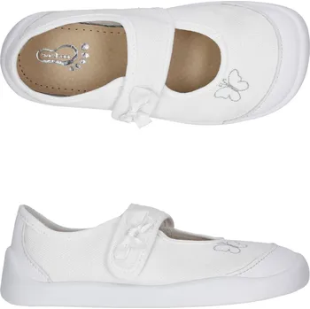 Dívčí bačkory Balerínky přezůvky 3F M-ATHENA 3BS2/1 bar3foot super flexi bílé s motýlkem barefoot velikost: 26