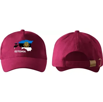 Kšiltovka kšiltovka s vlajkou ESTONSKA vínová (pánská kšiltovka vlajka a znakem ESTONSKO)
