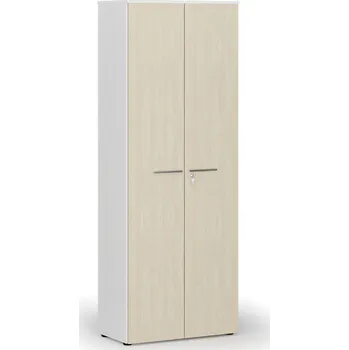 Kancelářská sestava Kancelářská skříň s dveřmi PRIMO WHITE, 800 x 420 x 2128 mm, bílá/bříza