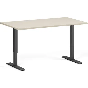 Počítačový stůl Výškově nastavitelný stůl, 140x80 cm, 1 motor, černá podnož, bříza